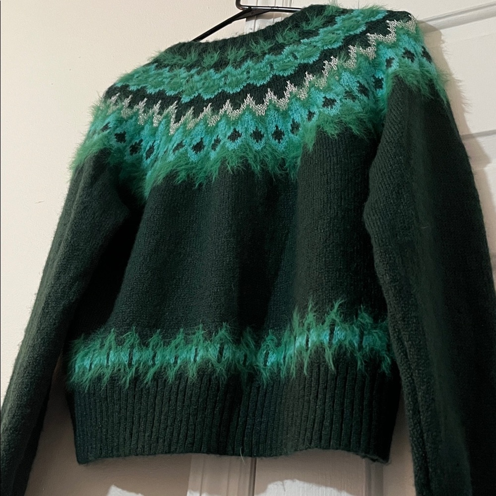 Green Patterned Women's Sweater - Picture 6 of 15